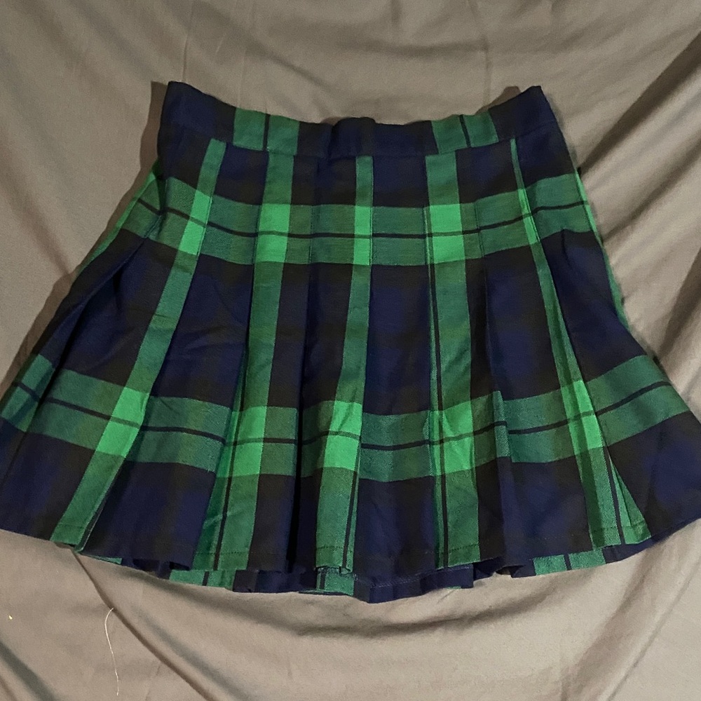 Aerie Navy and Emerald Plaid Mini Skirt